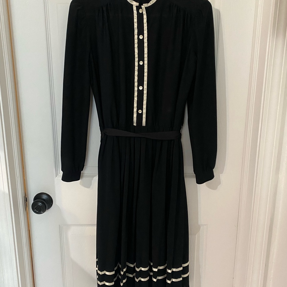 Chic Black Dress with White Accents